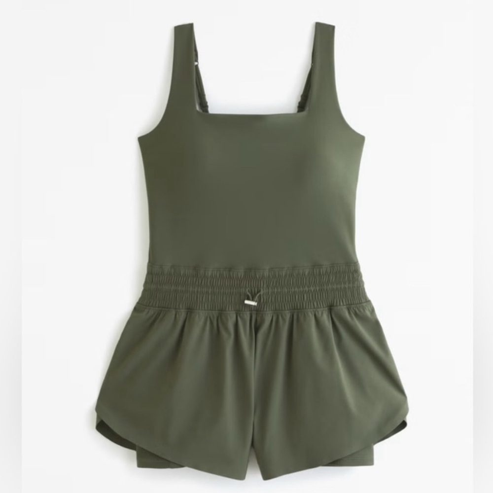 Abercrombie & Fitch YPB sculptLUX Hybrid Flyaway Olive Green Romper